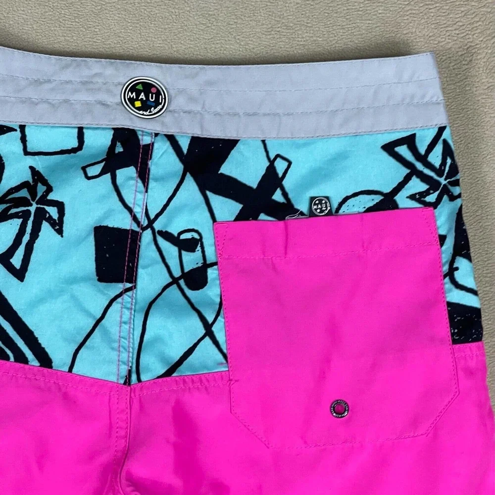 Maui And Sons Mens 30 Swim Trunks Lightweight Multicolor Pocket Drawstring Waist